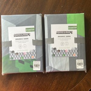 2 Brand new pottery barn kids Minecraft organic sham for standard pillow